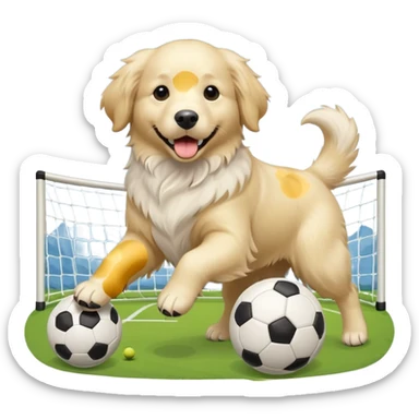 White golden retriever playing soccer sticker