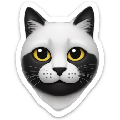 Chat noir et blanc avec tache noir sur le nez sticker