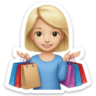 A little girl (he usually calls her baby), who is obsessed with shopping and luxury brands and holds a dozen of bags sticker