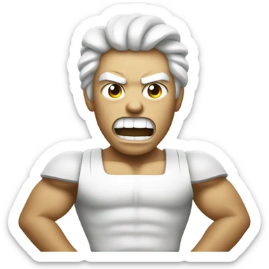 Angry white vegan brandishing vegetables  sticker