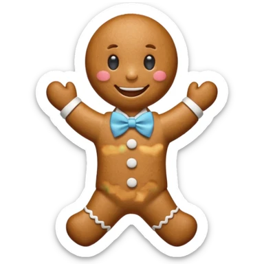 Gingerbread man with light blue bow sticker