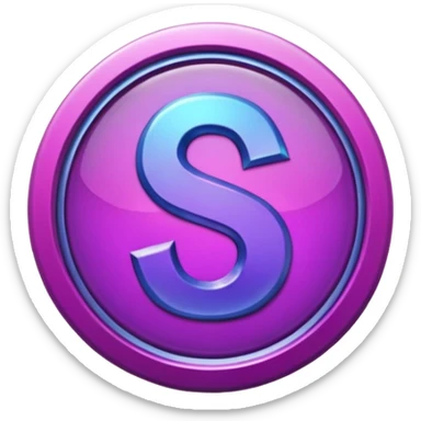 Create a custom emoji badge featuring a stylized, glossy letter “S”. Design it in the Master rank style from League of Legends. Use purple-magenta metallics, sharp edges, and a powerful elite aura.
 sticker