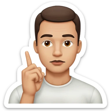 a man with a finger on his lips with a very strong jawline sticker