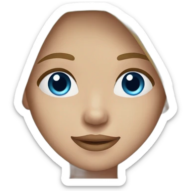 a girl with very light skin, long brown straight hair and blue eyes sticker