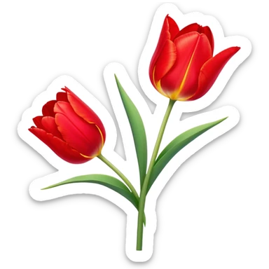 ​Cinematic Realistic Tulip, depicted as a single, exquisitely detailed bloom with vibrant red petals and a delicate stem, softly illuminated by natural light that highlights its graceful beauty and elegant form, sticker