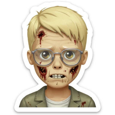 Zombie boy blonde with glasses pfp sticker