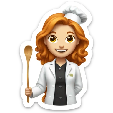 ginger long hair girl chef emoji sticker