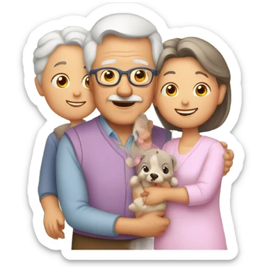 grandpa and grandma and grandchild sticker