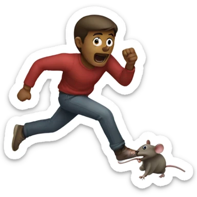 guy chased by mouse sticker