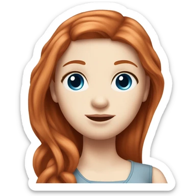 Pregnant redhead with long straight hair, blue eyes and pale skin sticker