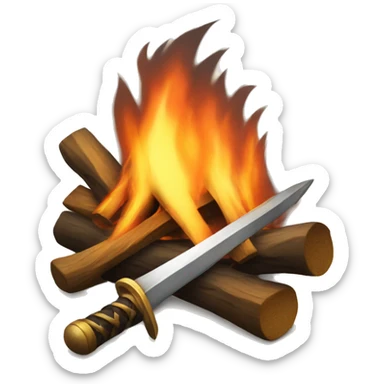 bonfire with a sword in the moddle sticker