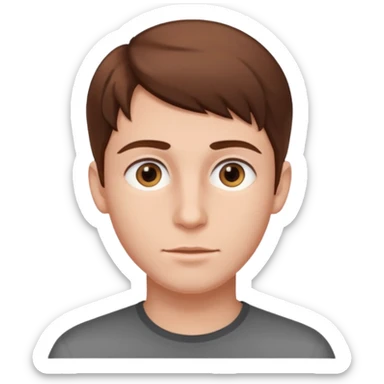 young man with smooth skin, bright eyes, brown hair, head only sticker