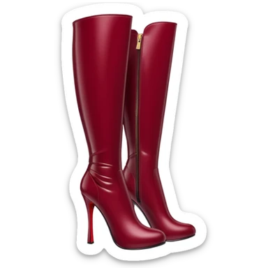 burgundy red latex knee high heel boots sticker