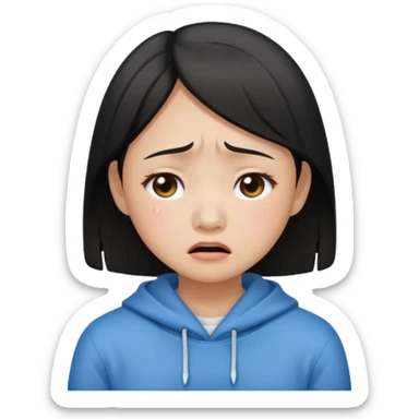 Crying asian girl with clean vibe sticker