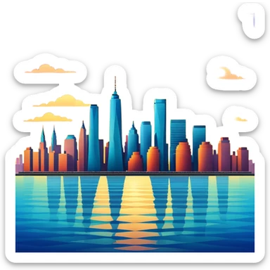 sunset east river city skyline sticker