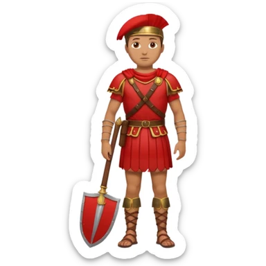 roman soldier without armor, just red clothing and fullbody view sticker