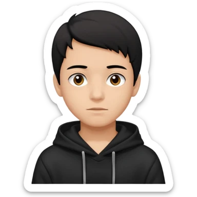Chłopak ciemno brązowe oczy czarne włosy bluza czarna i taki bardziej żeby wyglądał na 18 latka sticker