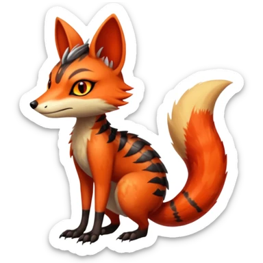 Fiery Wicked Cool Hot Edgy Badass Genet-Numbat-Sergal-Meloetta-Vernid-fusion-hybrid-creature sticker