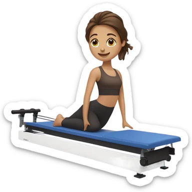 A brown hair girl doing Pilates reformer  sticker