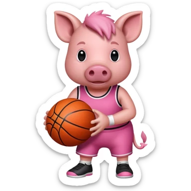Hog holding a basketball  sticker