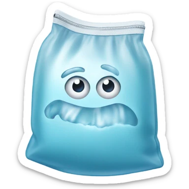 Ice in a small zip bag sticker