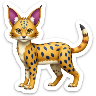 Colorful Bobcat-Caracal-Leopard-Sergal-Serval-Genet-Pokémon-Digimon-Fakémon-fusion-hybrid-creature sticker