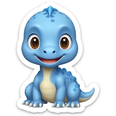 baby blue dinosaur cartoon sticker