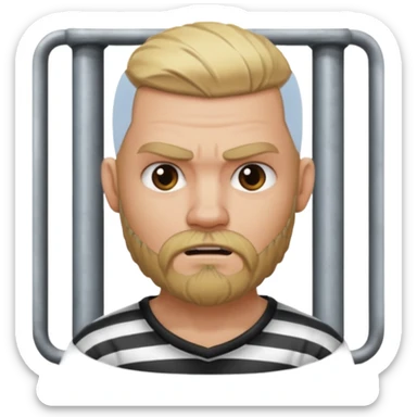 angry blonde tattooed bearded male prisoner sticker