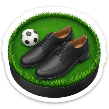 Black suit shoes circular patch of football grass sticker