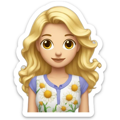 Une amie avec des cheveux blonds et une chemise avec des fleurs sticker