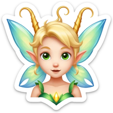a tiny mischievous fairy with pointy ears and glowing aura sticker