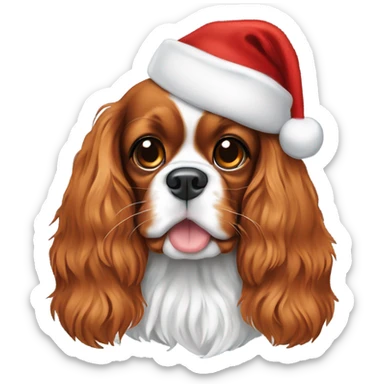 Cavalier King Charles spaniel wearing a Santa hat  sticker
