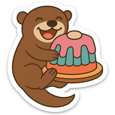 Make the otter visually good looking and well shaped with only 1 layer (no multi-layer effect), keeping all other design elements unchanged and transparent background. sticker