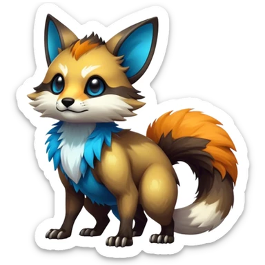 Epic Edgy Cute Colorful Vibrant Modern Vernid-Protogen-creature-animal, full body sticker