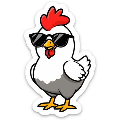 fun and playful chicken wearing sunglasses sticker