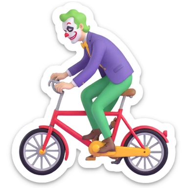 A teacher riding a bike with a joker-like aura sticker