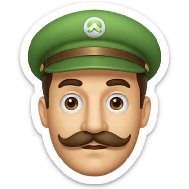 luigi with a  big mustache sticker