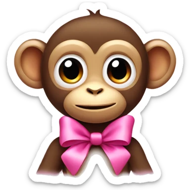 cute monkey with a pink bow sticker