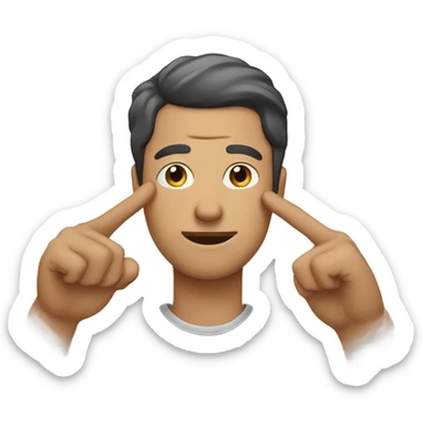 Man making L shape with fingers on his forehead sticker