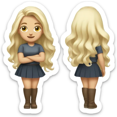 skirt windy thick girl thigh high white blonde sticker