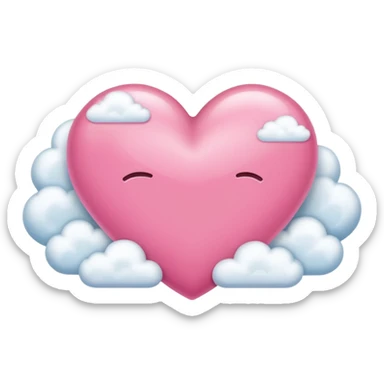 pink heart + cloud sticker