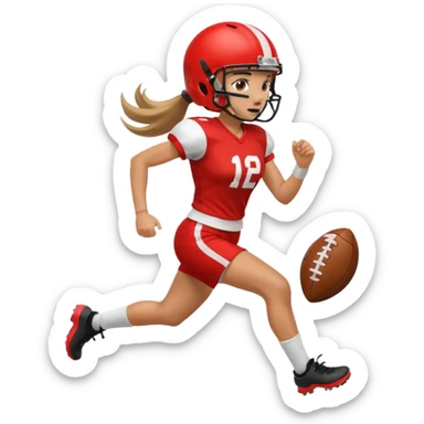 Long Haired Football Players, Female player with ponytail running sticker