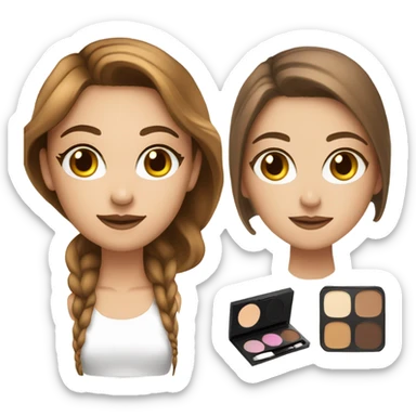 Makeup kit and white girl Brown hair sticker
