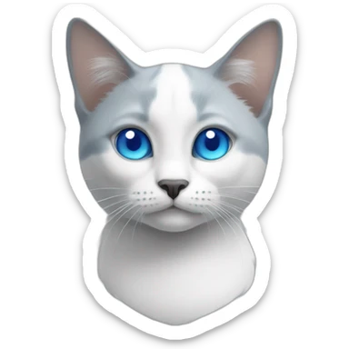 white and grey cat and blue eye head ball-shaped sticker