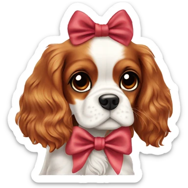 Cavalier King Charles spaniel puppy with a bow ￼ sticker