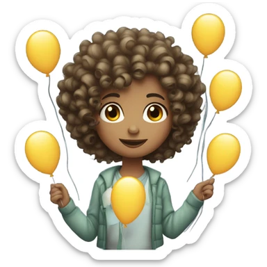 Curly haired girl holding a 2025 balloon  sticker