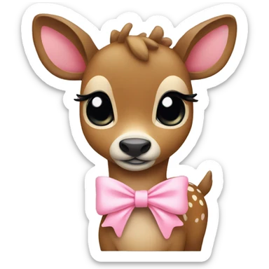 Deer with baby pink bow sticker