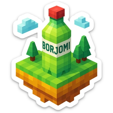 Borjomi bottle with a floating island background sticker