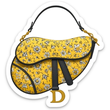 yellow dior print saddle bag sticker