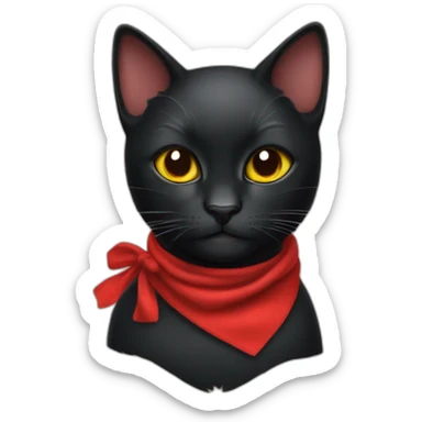 black cat with red handkerchief sticker